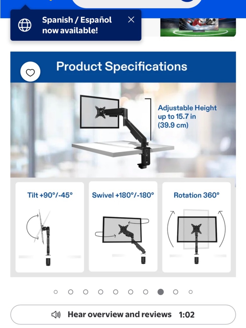 Onn Spring Assisted Monitor Desk Mount - Picture 4 of 10